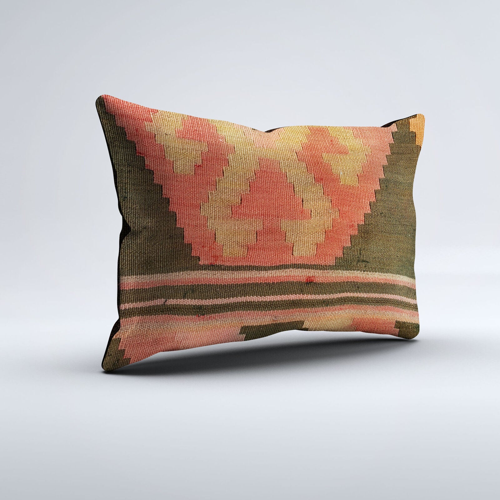 Vintage Turkish Kilim Cushion Cover 60x40 cm Square Wool Kelim Pillowcase 64713