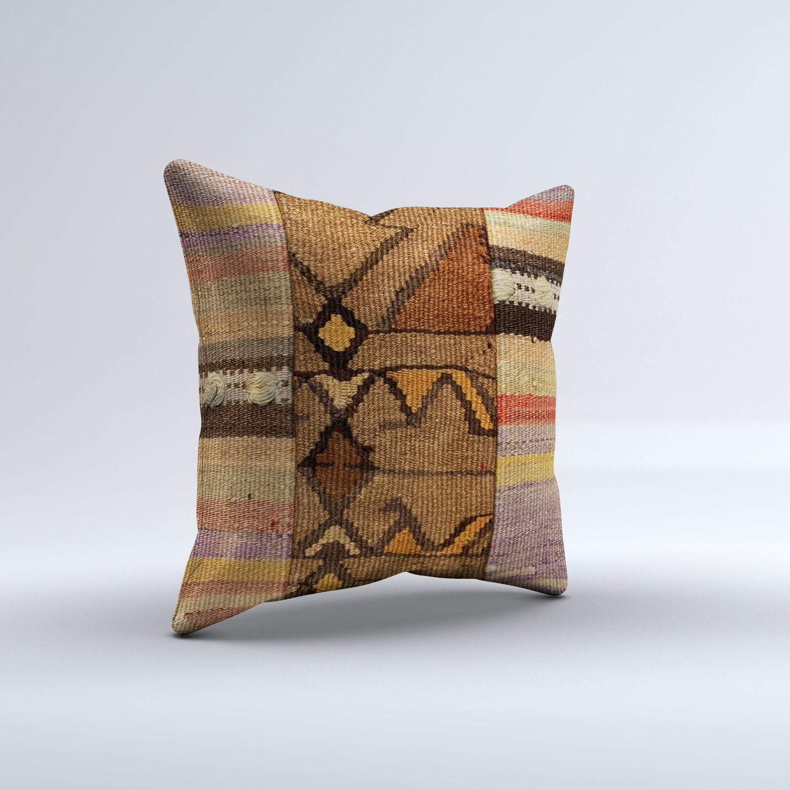 Vintage Turkish Kilim Cushion Cover 40x40 cm Square Wool Kelim Pillowcase  40843