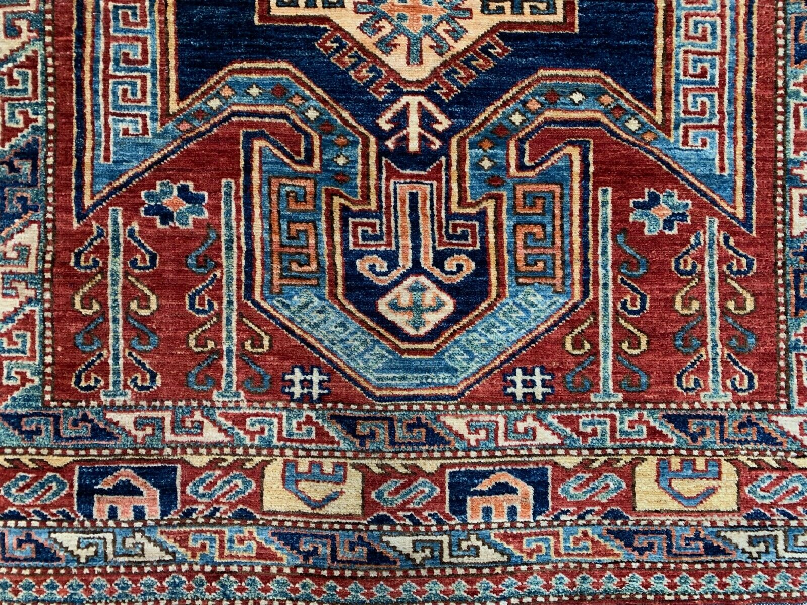Afghan Wool Sevan Kazak Rug 185x143 cm Chobi, Very Fine Sewan Medium