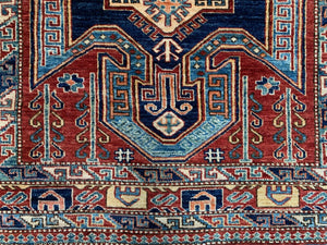 Afghan Wool Sevan Kazak Rug 185x143 cm Chobi, Very Fine Sewan Medium