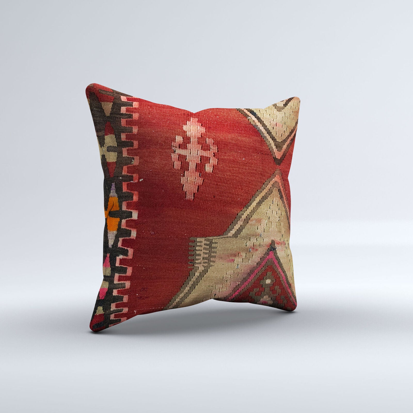 Vintage Turkish Kilim Cushion Cover 60x60 cm Square Wool Kelim Pillowcase 66412