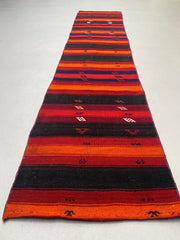Old Turkish narrow Kilim Runner 285x63 cm shabby chic, vintage kelim