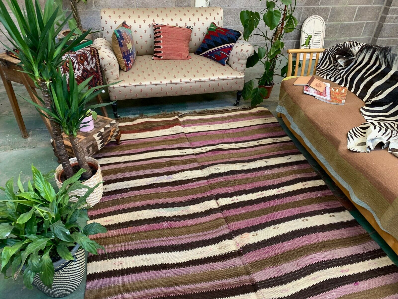 Vintage Turkish Kilim 317x170 cm Wool Kelim Rug Large Purple, Brown, Black