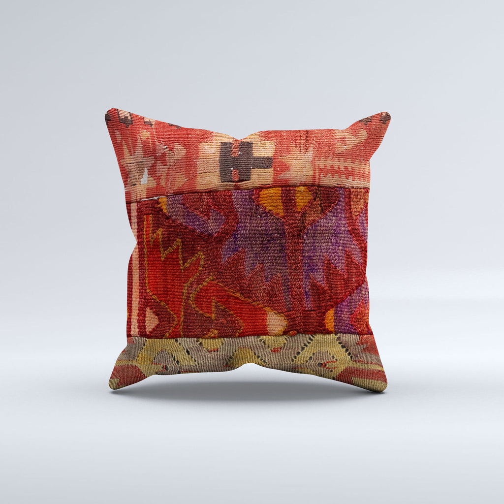 Vintage Turkish Kilim Cushion Cover 40x40 cm Square Wool Kelim Pillowcase  40856