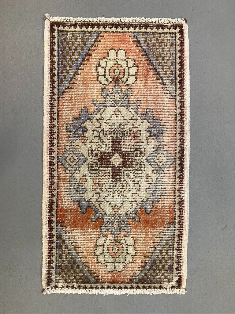 Small Vintage Turkish Rug 97x51 cm, Short Runner, Tribal, Shabby, Mini Carpet