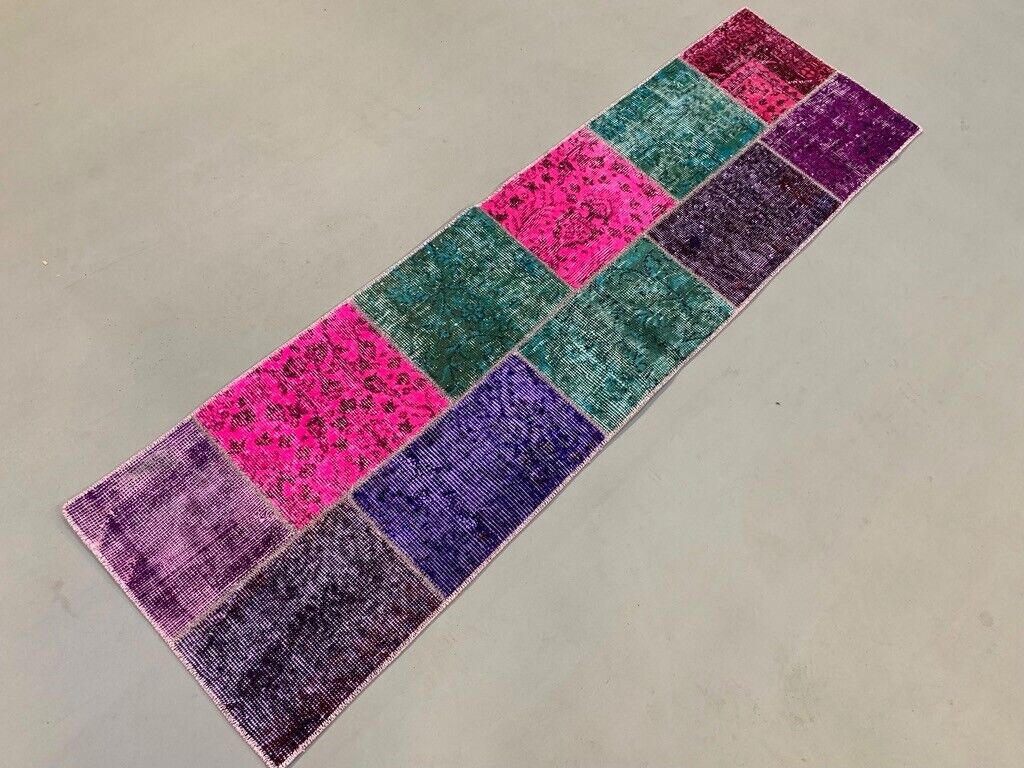 Vintage Turkish Patchwork Runner 180x50 cm Wool Rug 2169