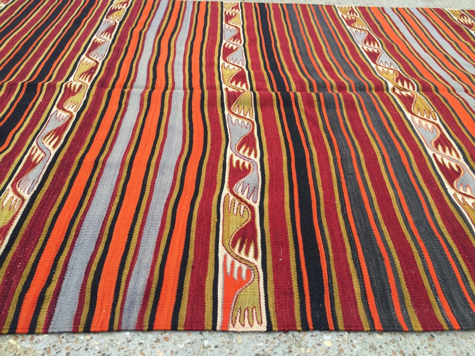 Vintage Turkish Kilim Kelim Rug 390x150cm shabby chic wool, country home, boho Home, Furniture & DIY:Rugs & Carpets:Rugs kilimshop.myshopify.com