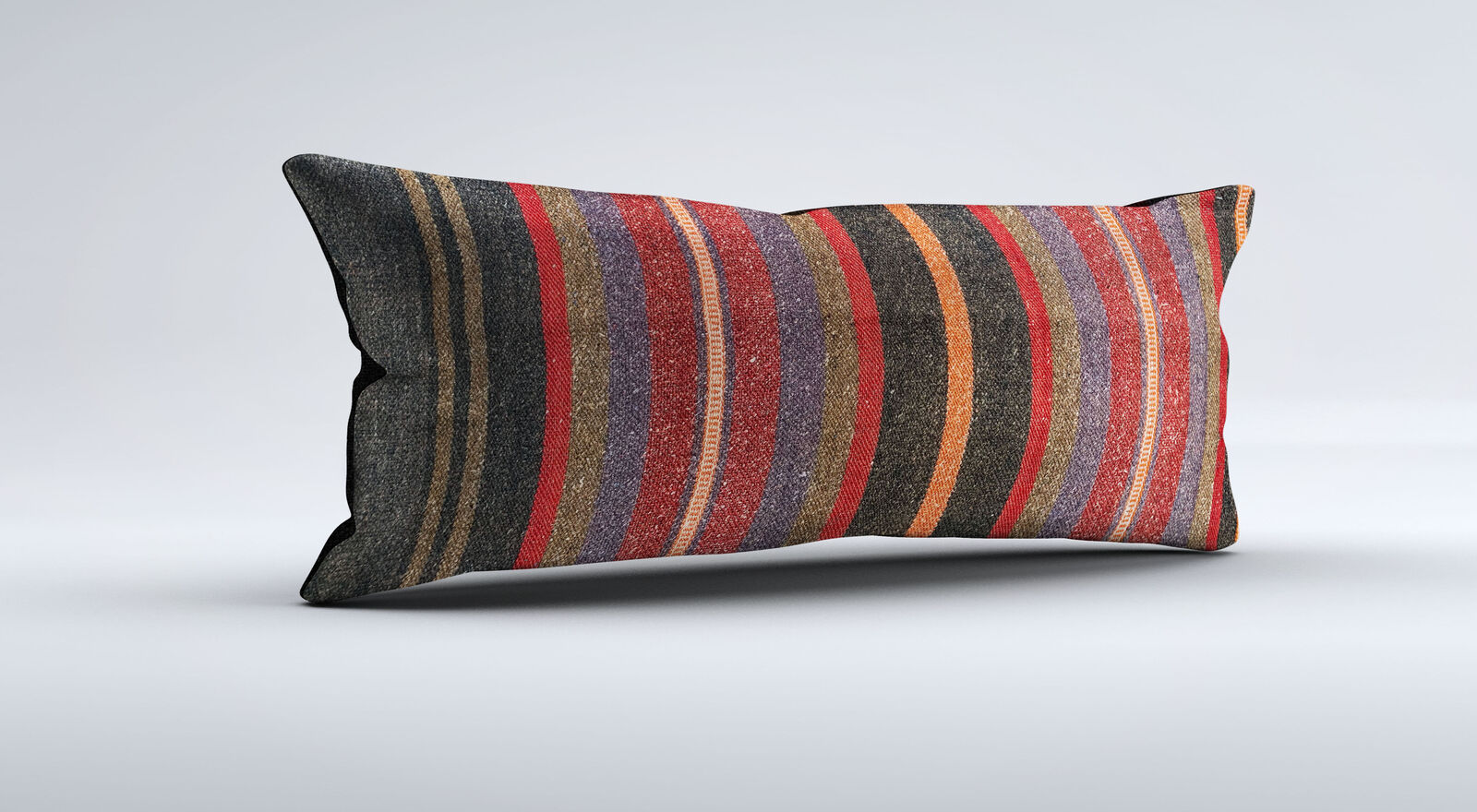 Vintage Turkish Kilim Cushion Cover 30x60 cm Lumbar Wool Kelim Pillowcase 36475