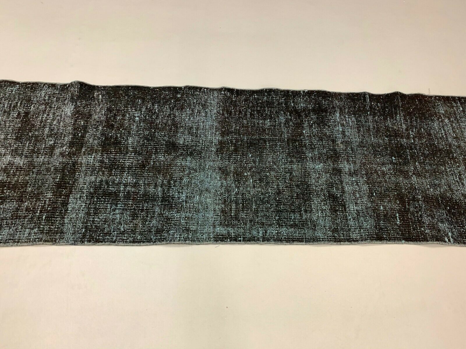Distressed Turkish Runner 293x62 cm wool Vintage rug, Overdyed Black kilimshop.myshopify.com