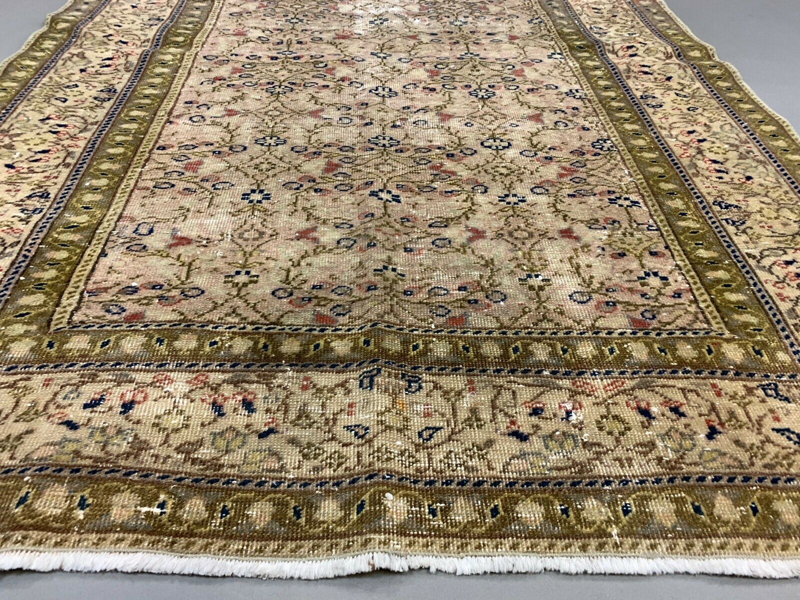 Distressed Turkish Rug 176x116 cm wool Vintage shabby Chic Tribal Brown, Beige kilimshop.myshopify.com