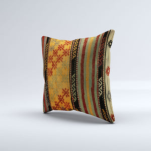 Vintage Turkish Kilim Cushion Cover 60x60 cm Square Wool Kelim Pillowcase 66456