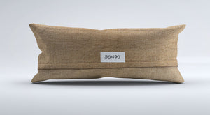 Vintage Turkish Kilim Cushion Cover 30x60 cm Lumbar Wool Kelim Pillowcase 36496