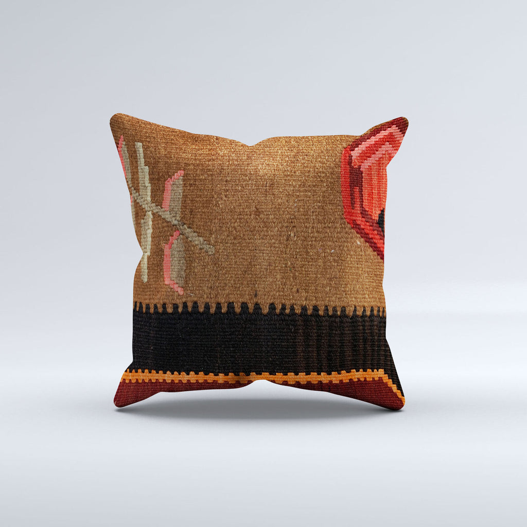 Vintage Turkish Kilim Cushion Cover 40x40 cm Square Wool Kelim Pillowcase  40838