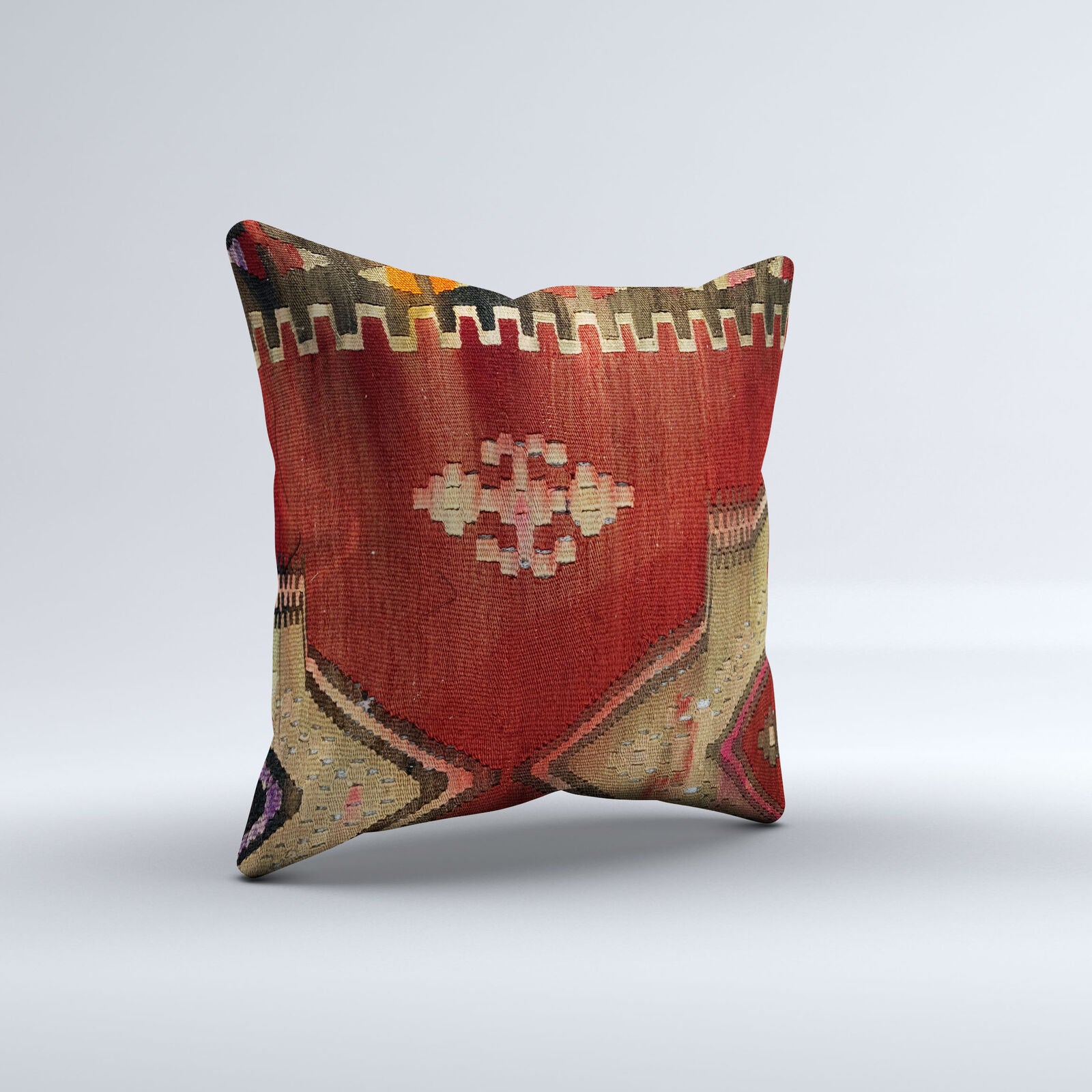 Vintage Turkish Kilim Cushion Cover 60x60 cm Square Wool Kelim Pillowcase 66452