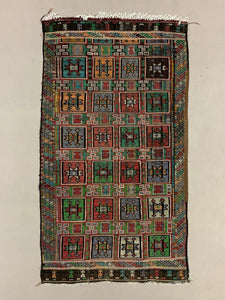 Large Vintage Turkish Kilim Rug 350x195 cm Wool Jajim Kelim