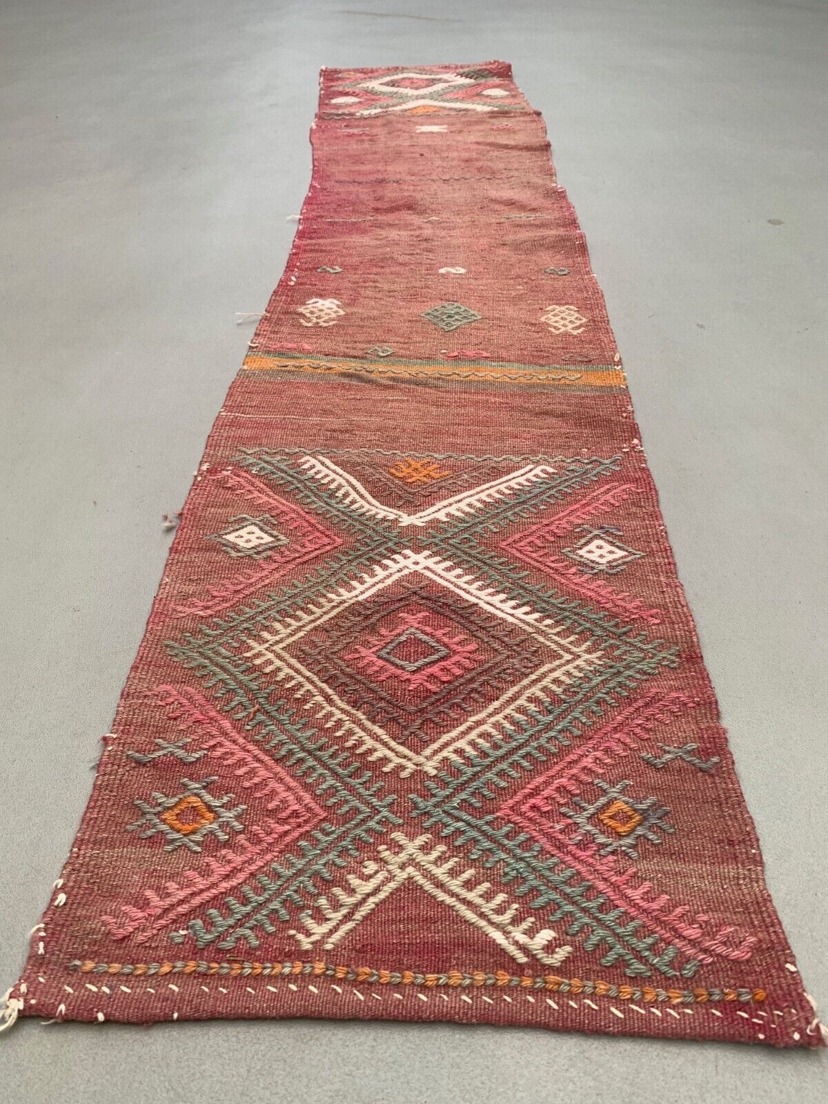 Old Turkish narrow Kilim Runner 203x41 cm shabby chic, vintage kelim