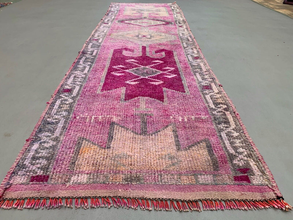 Vintage Turkish  Tribal Runner 350x106 cm veg dye wool rug tribal, handmade