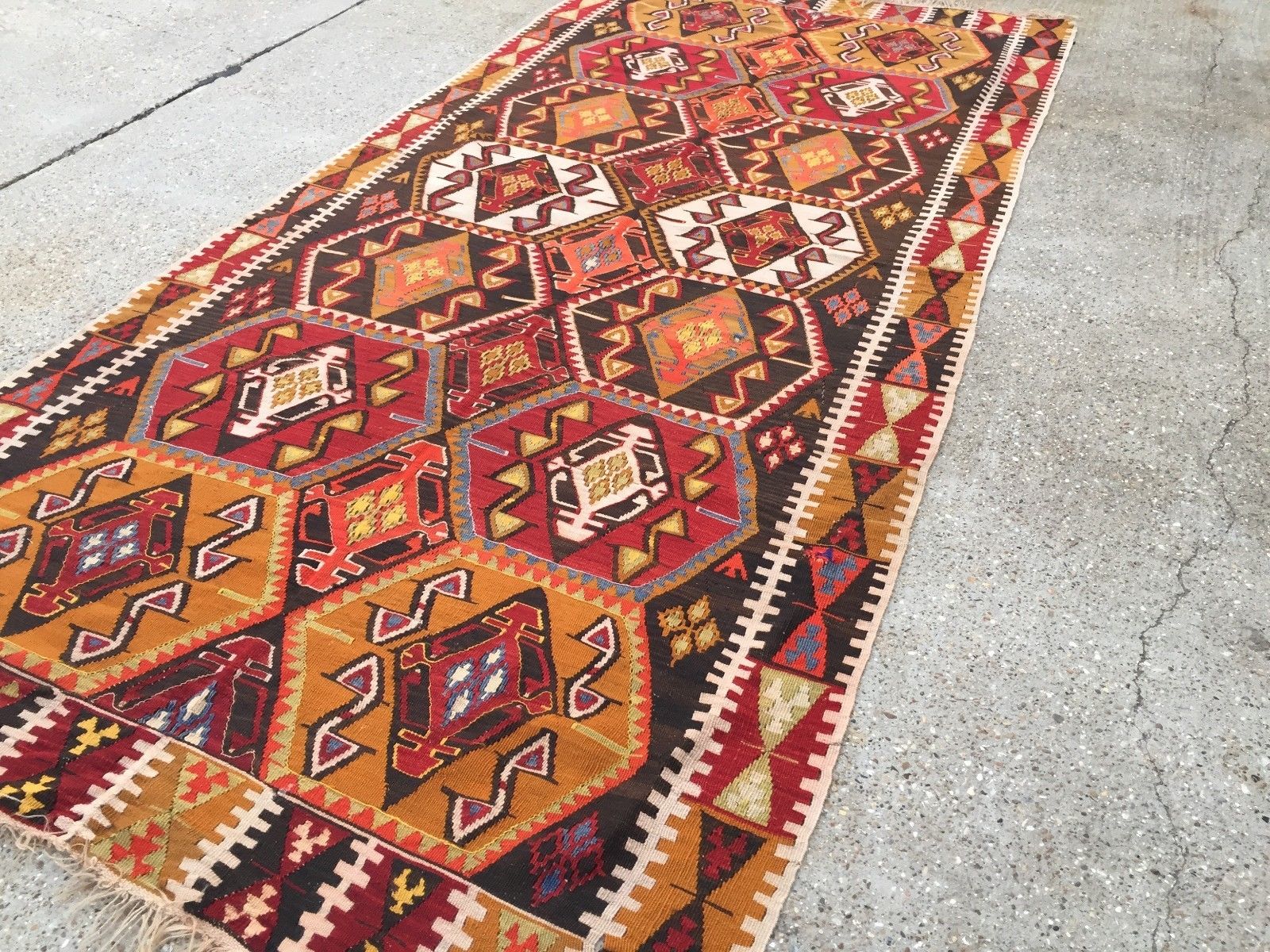 Vintage Turkish Kilim Kelim Rug 358x164 cm shabby chic wool, country home, boho Antiques:Carpets & Rugs kilimshop.myshopify.com