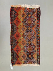 Vintage Turkish Mini Kilim 104x51 cm Wool Small Kelim Runner, shabby Chic