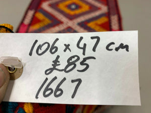 Vintage Turkish Mini Kilim 106x47 cm Shabby Wool Small Kelim Rug Black,Red Gold