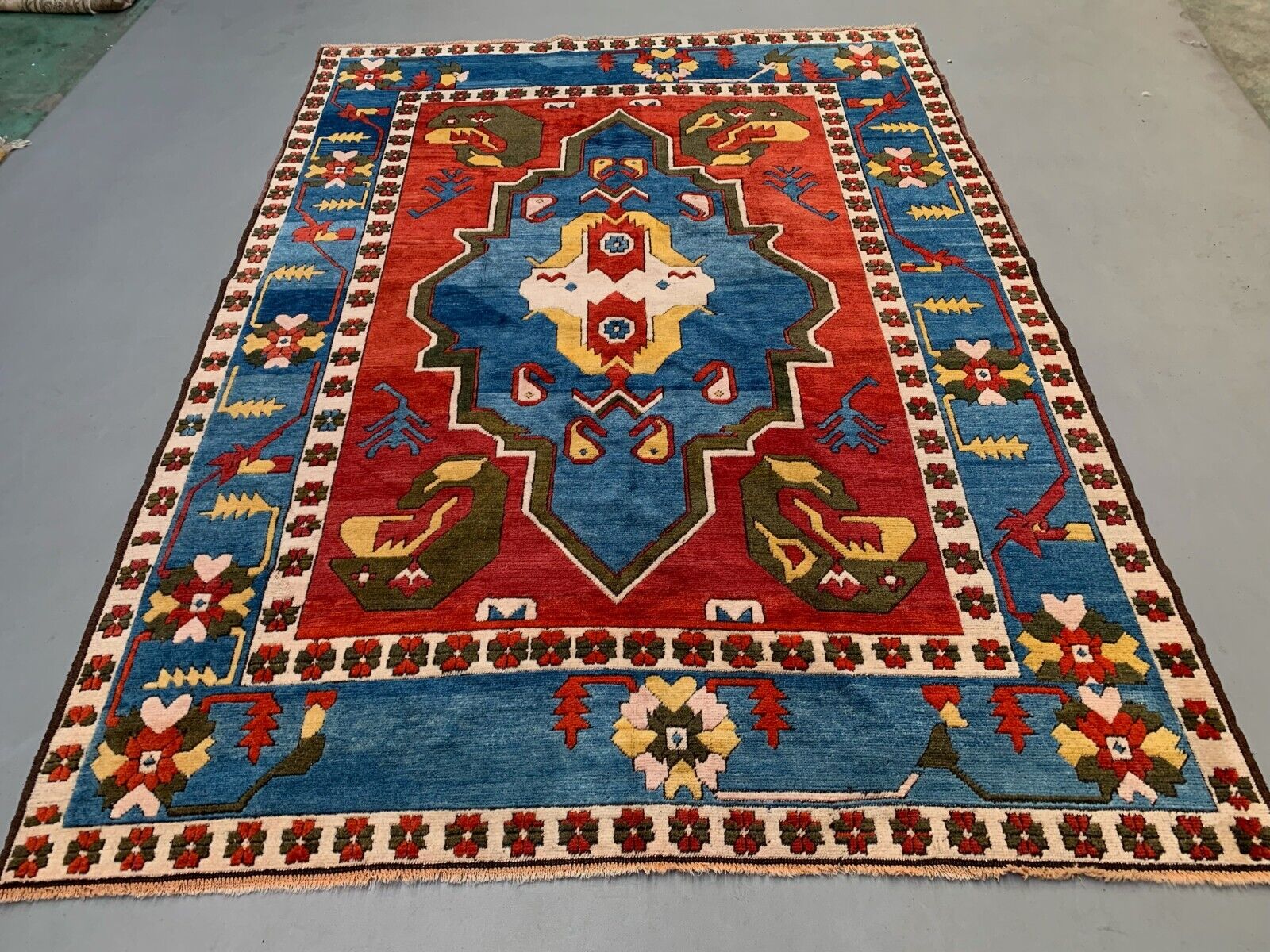 XL Old Turkish Kazak Rug Oriental 306x221 cm vintage carpet, Tribal Large