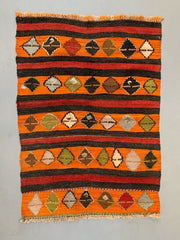 Small Vintage Turkish Kilim Rug 113x84 cm Wool Kelim