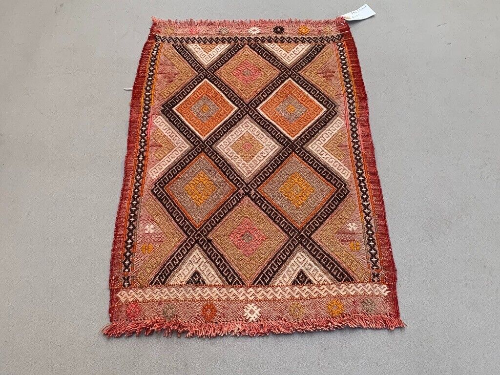 Vintage Turkish Mini Kilim 79x52 cm Wool Small Kelim Runner, shabby Chic