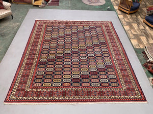 Turkish Bergama Rug 385x320 cm vintage carpet, Tribal Large Square