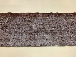 Distressed Turkish Runner 285x70 cm wool Vintage rug, Overdyed Brown kilimshop.myshopify.com