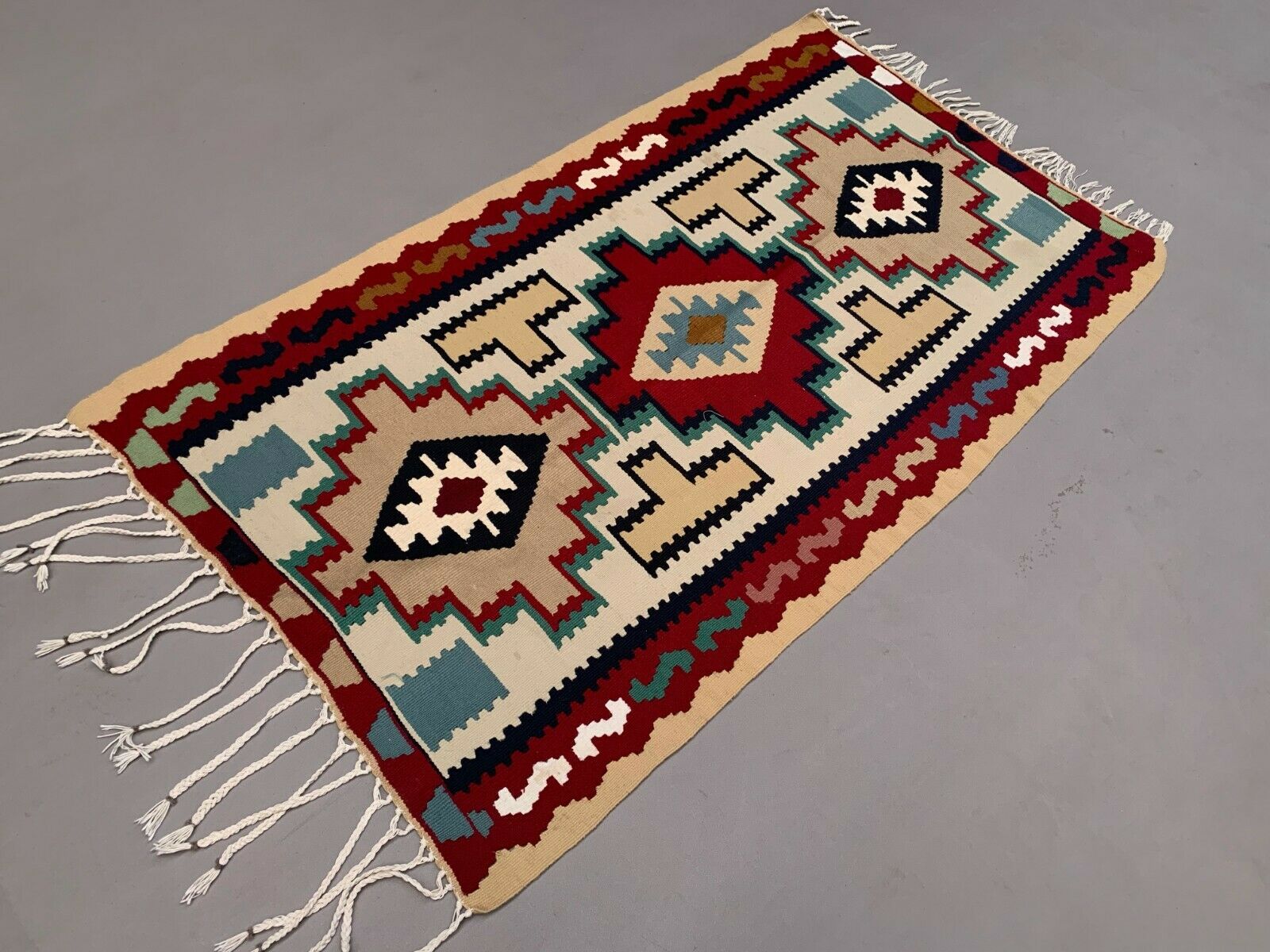 Vintage Kilim 166x94 cm Wool Kelim Rug Red Brown Blue Beige Medium