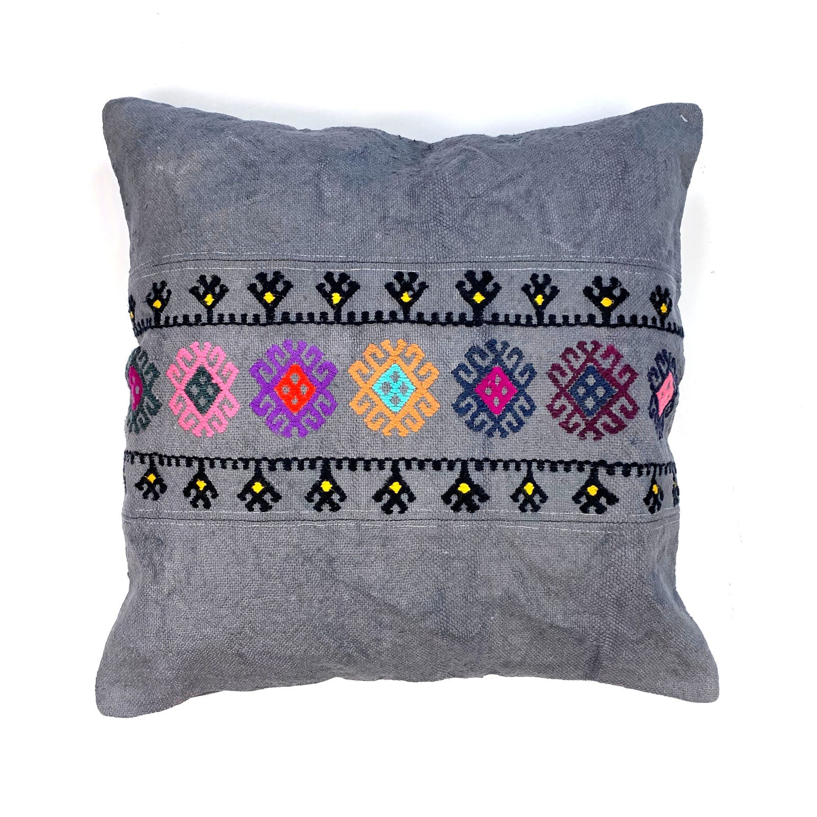 Vintage Kilim Cushion Cover 60x60 cm Square Wool Kelim Pillow Moroccan Decor kilimshop.myshopify.com