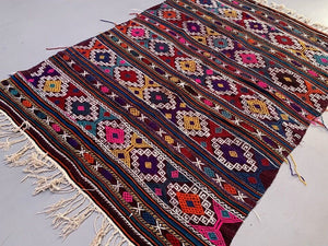 Large Vintage Turkish Kilim Rug 260x174 cm Wool Jajim Kelim