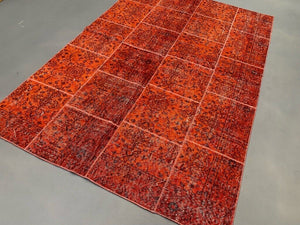 Distressed Vintage Turkish Patchwork Rug 250x168 cm Wool Large