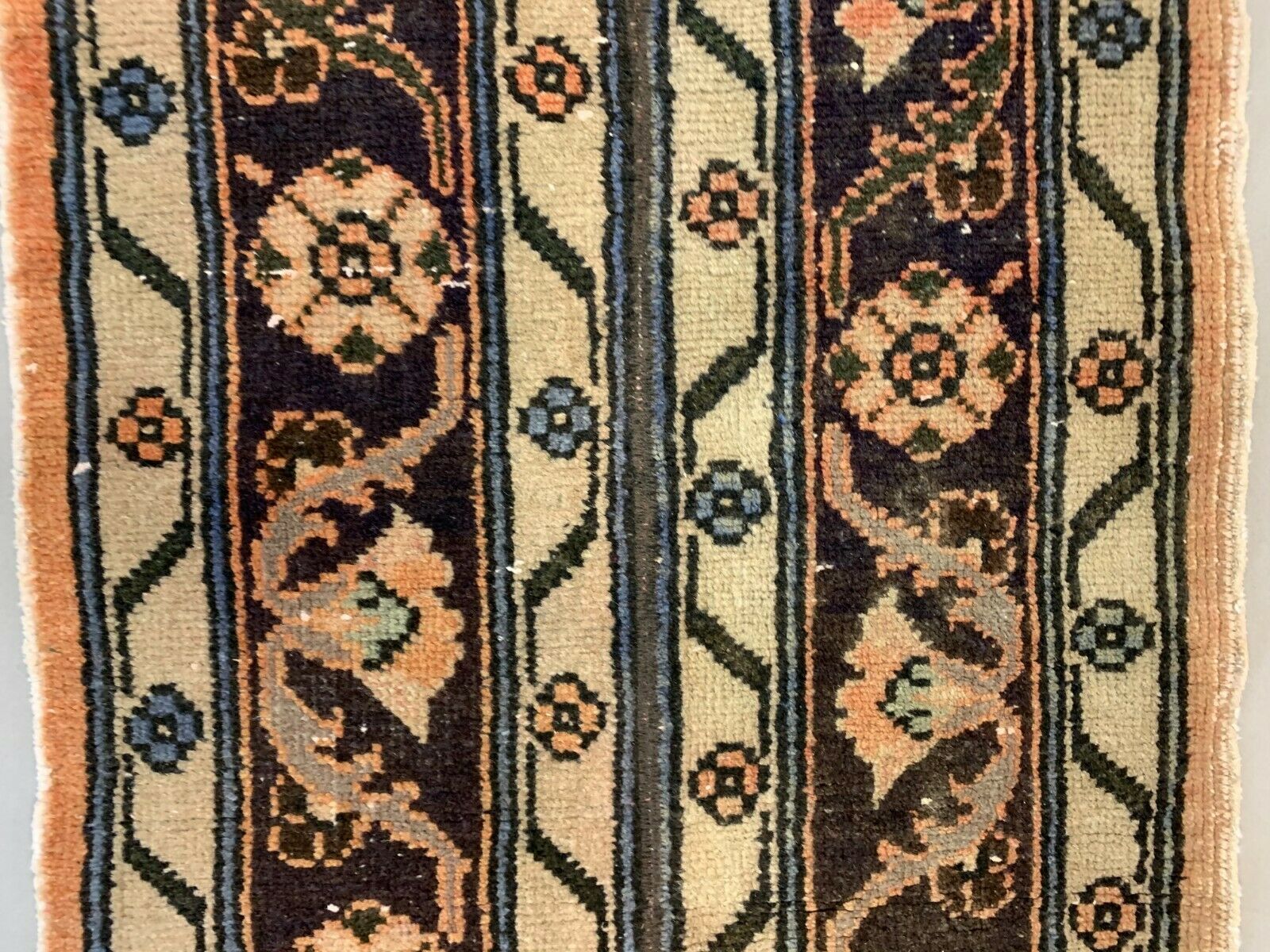Distressed Turkish Narrow Runner 368x50 cm wool Vintage Tribal Rug Pink Black kilimshop.myshopify.com