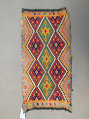 Vintage Turkish Mini Kilim 90x43 cm Wool Small Kelim Runner, shabby Chic