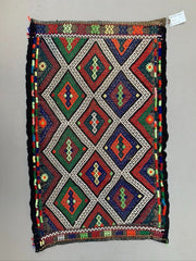 Vintage Turkish Mini Kilim 94x54 cm Wool Small Kelim Runner, shabby Chic