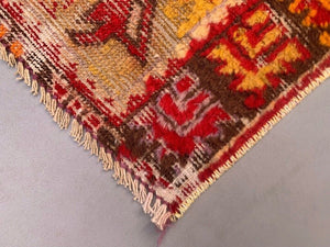 Shabby Turkish Oushak Rug 140x77 cm vintage carpet Ushak Region Medium