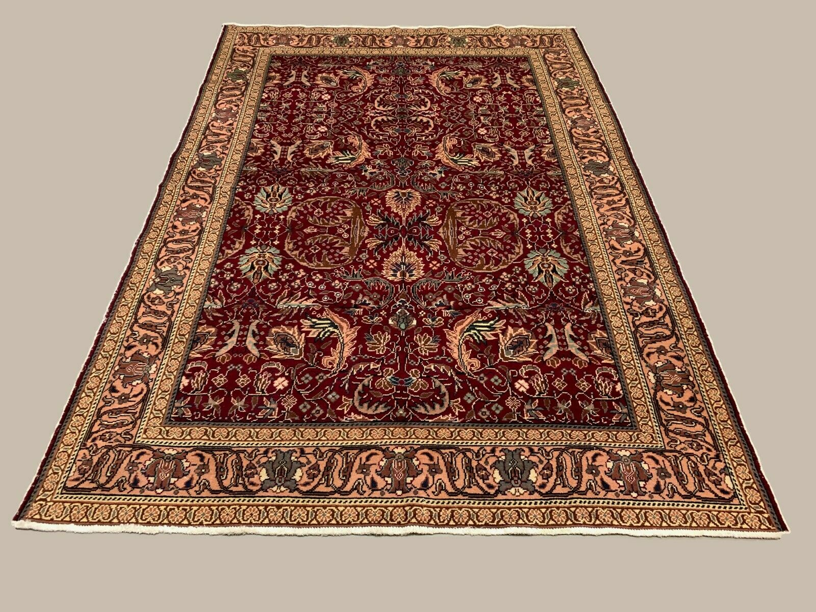 Distressed Turkish Rug 214x150 cm wool Vintage shabby Chic Tribal Red, Beige kilimshop.myshopify.com