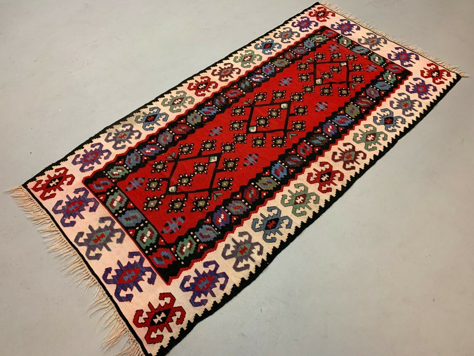 Vintage Turkish Kilim, Serbian Pirot Kelim Rug shabby wool 200x100 cm Medium Antiques:Carpets & Rugs kilimshop.myshopify.com