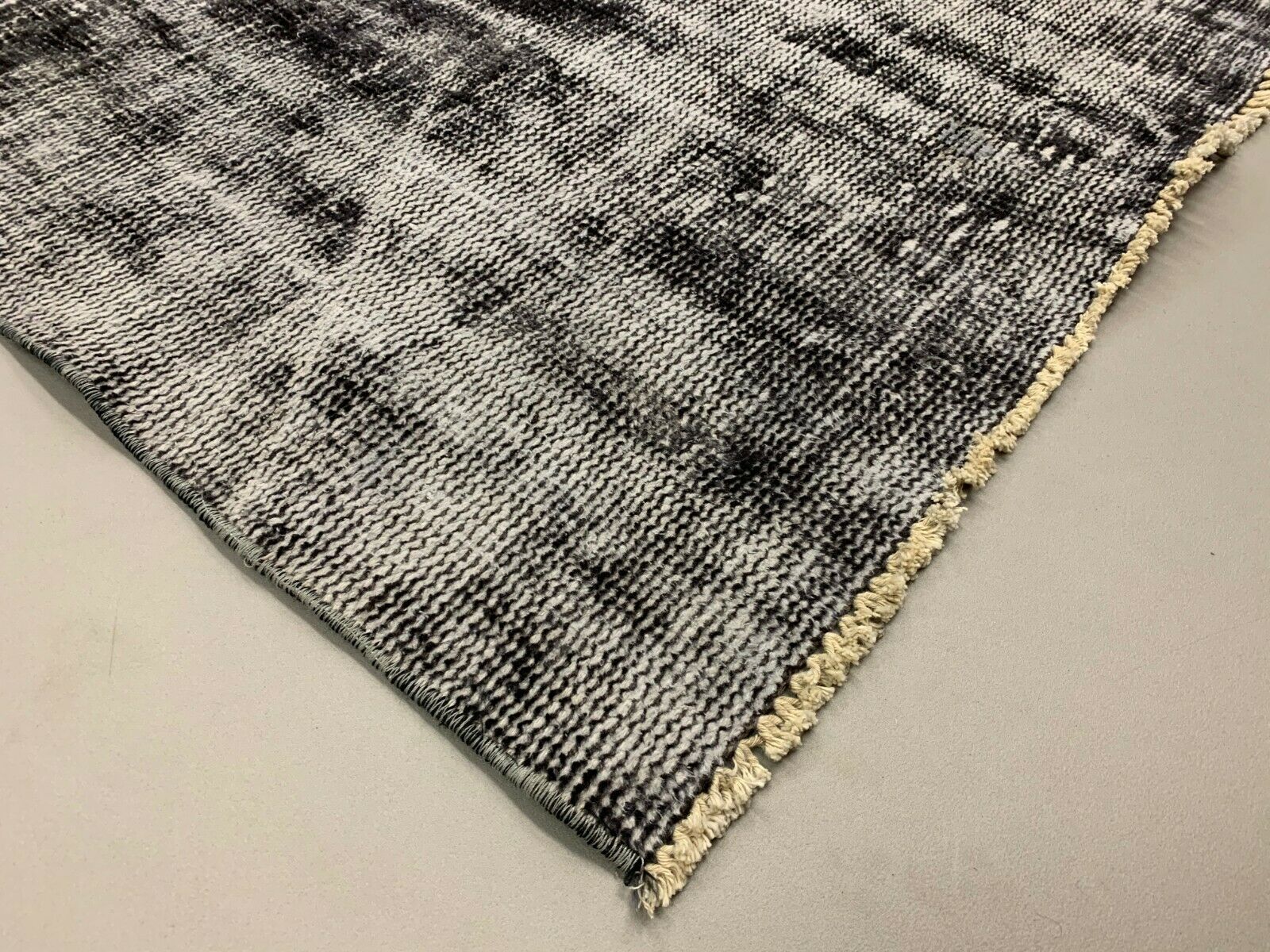 Distressed Turkish Runner 280x98 cm wool Vintage rug, Overdyed Black kilimshop.myshopify.com