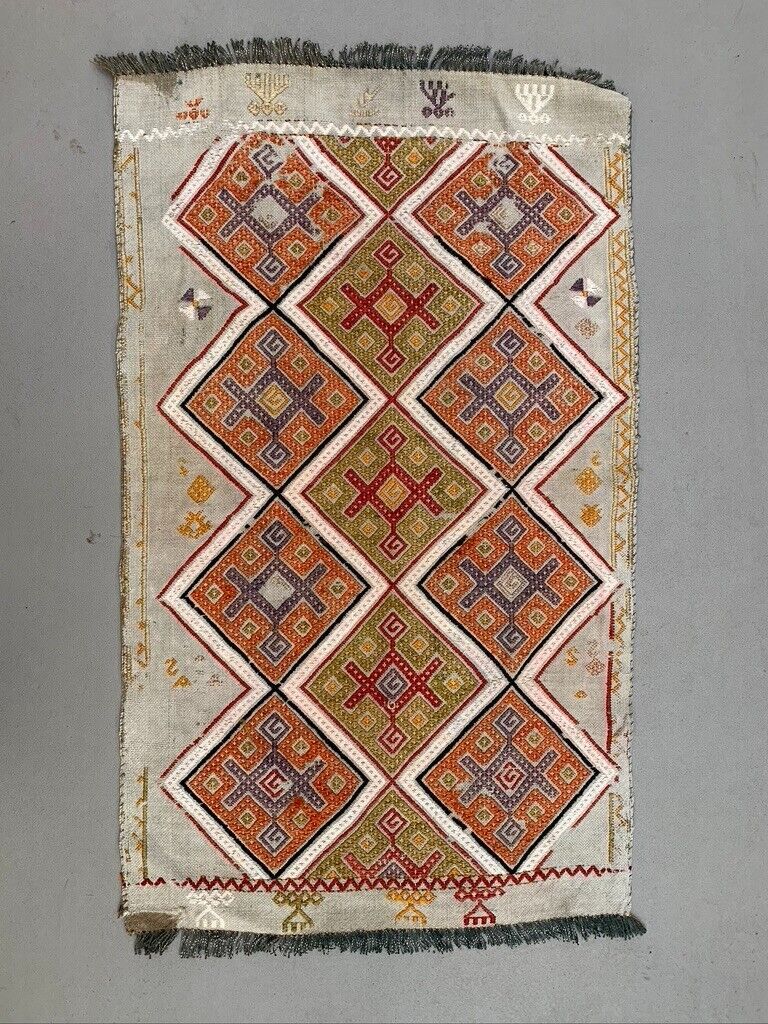 Vintage Turkish Mini Kilim 86x49 cm Wool Small Kelim Runner, shabby Chic