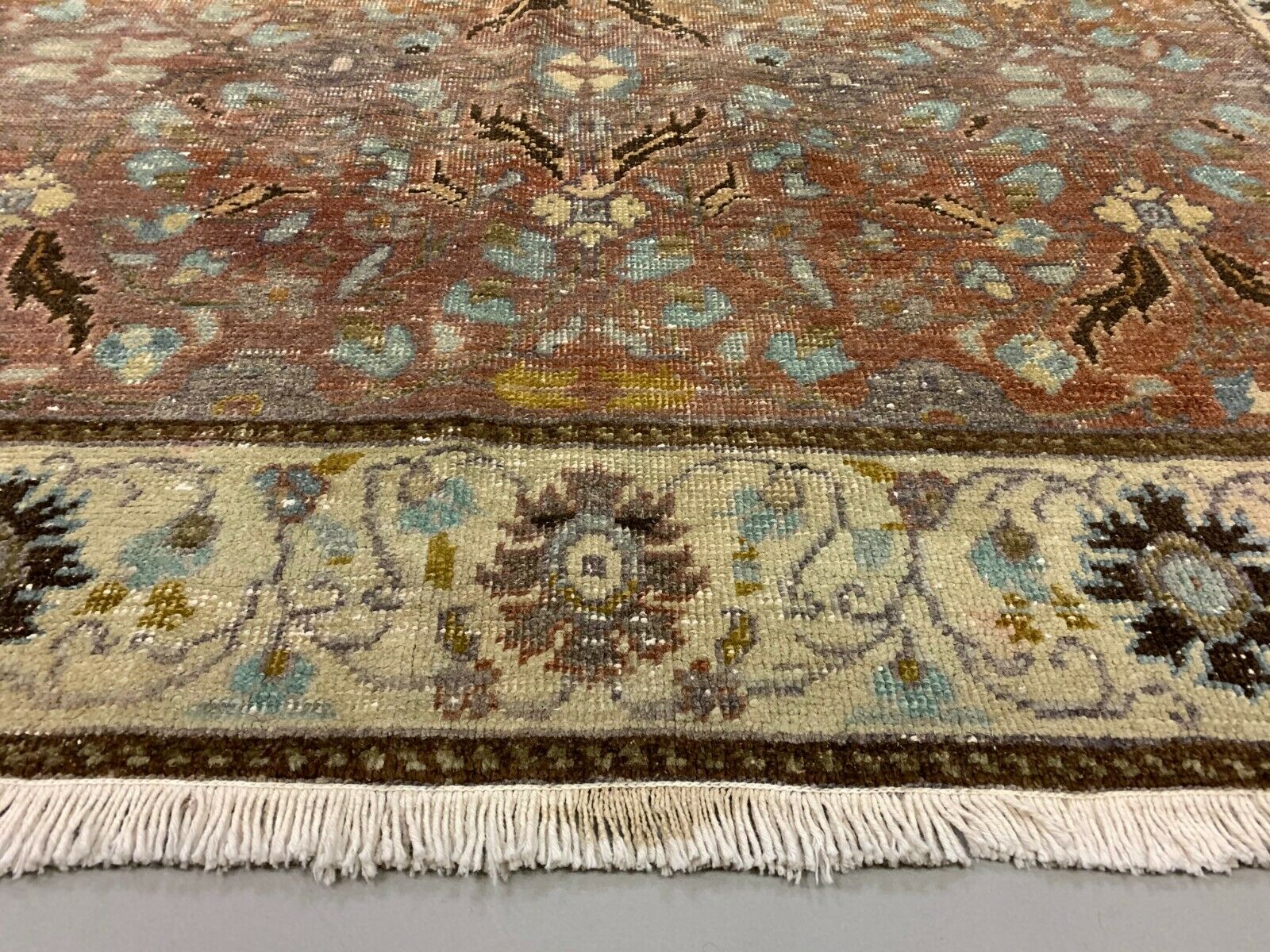 Distressed Turkish Rug 215x140 cm wool Vintage shabby Tribal Brown, Red, Beige kilimshop.myshopify.com