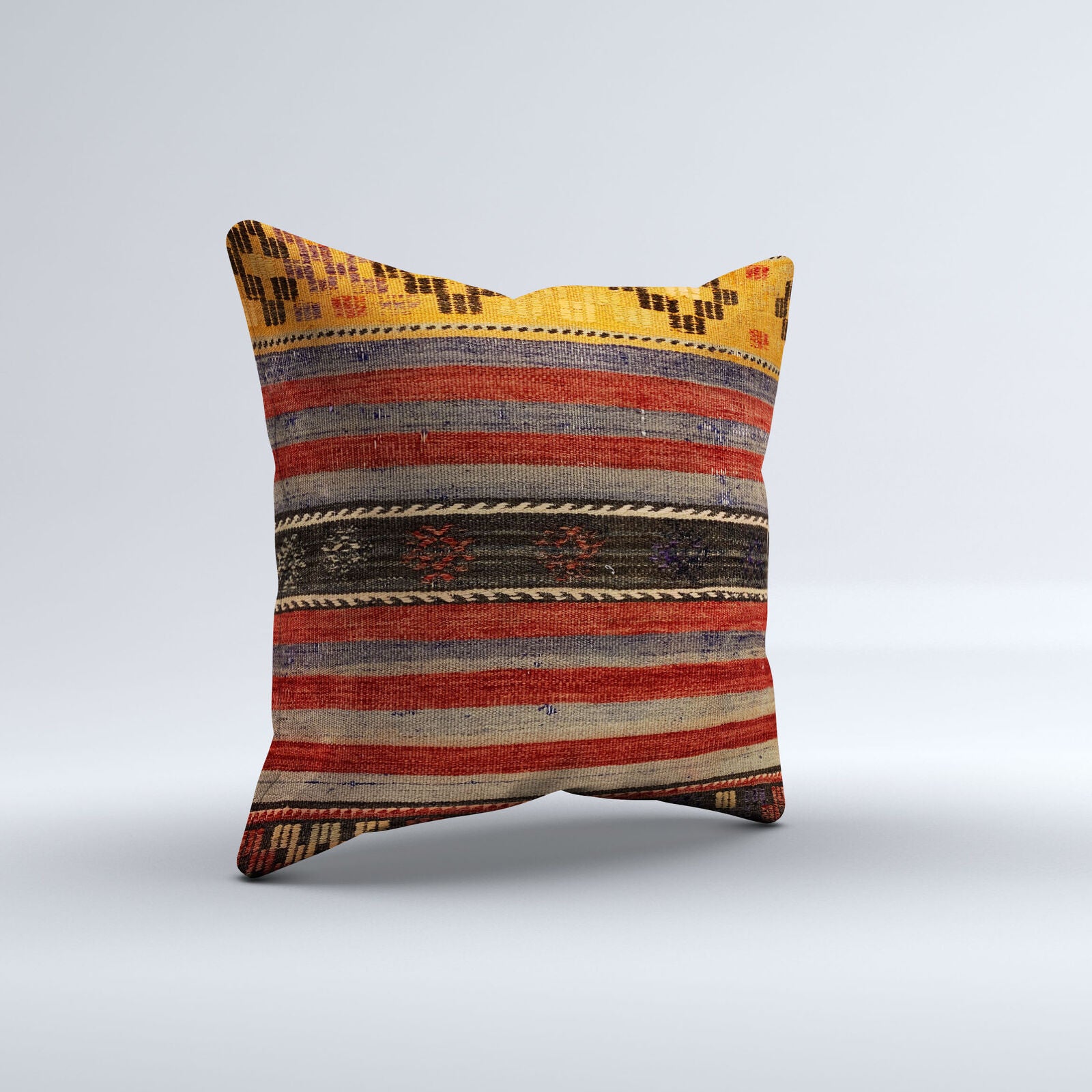 Vintage Turkish Kilim Cushion Cover 60x60 cm Square Wool Kelim Pillowcase 66413