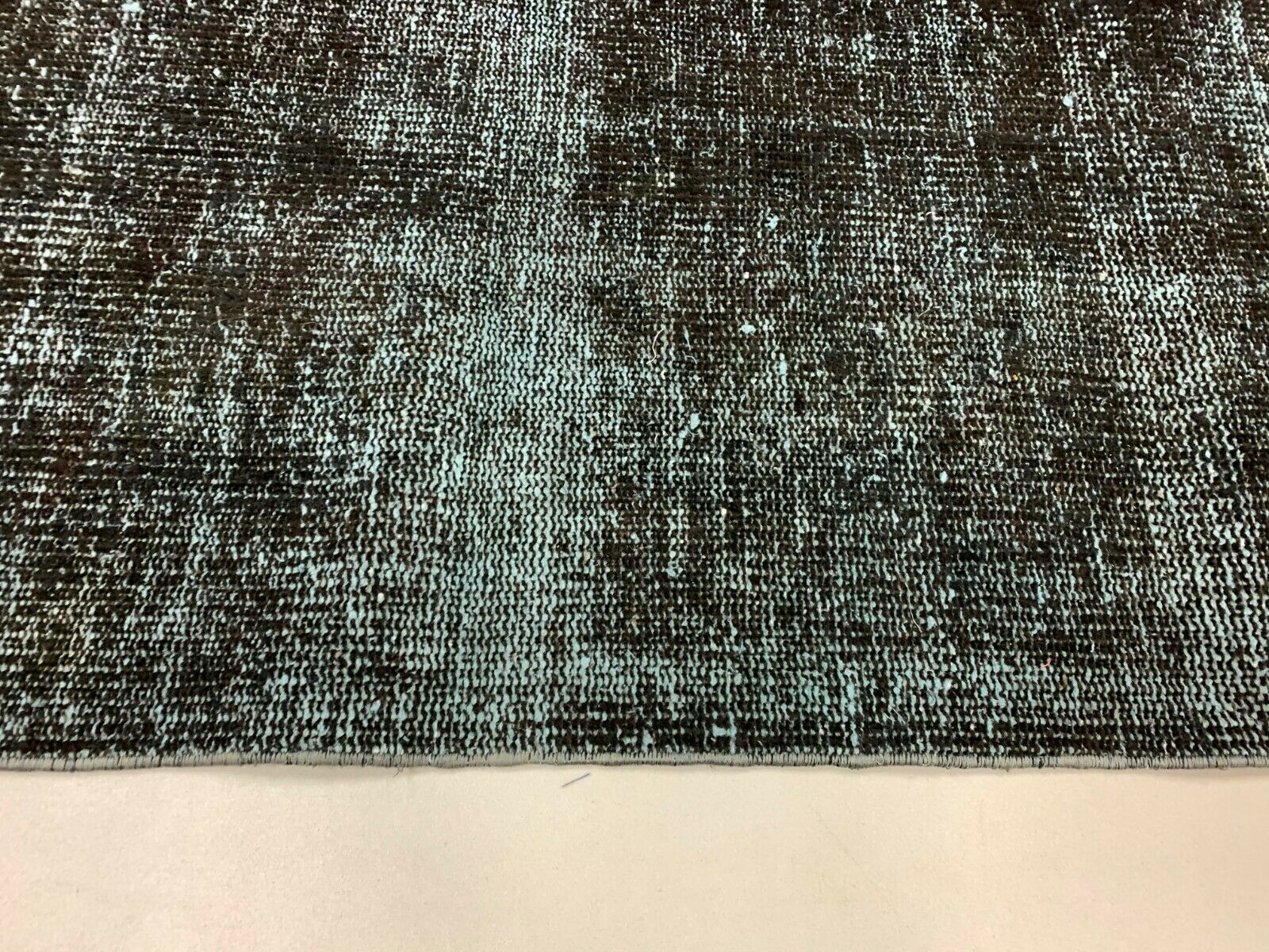 Distressed Turkish Runner 293x62 cm wool Vintage rug, Overdyed Black kilimshop.myshopify.com