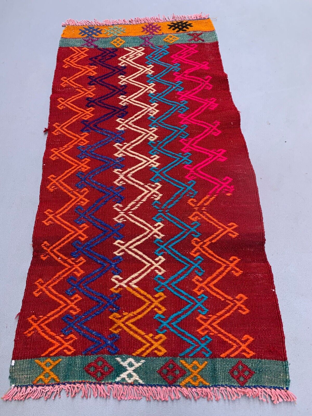 Vintage Turkish Mini Kilim 90x43 cm Wool Small Kelim
