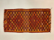 Vintage Turkish Mini Kilim 100x51 cm Shabby Wool Small Kelim Rug Black,Red