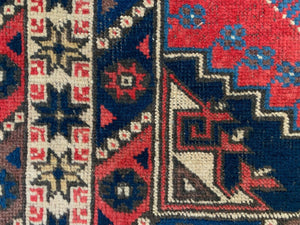 Very Long Turkish Runner 475x97 cm Tribal Rug, Red, Beige, Blue, Vintage