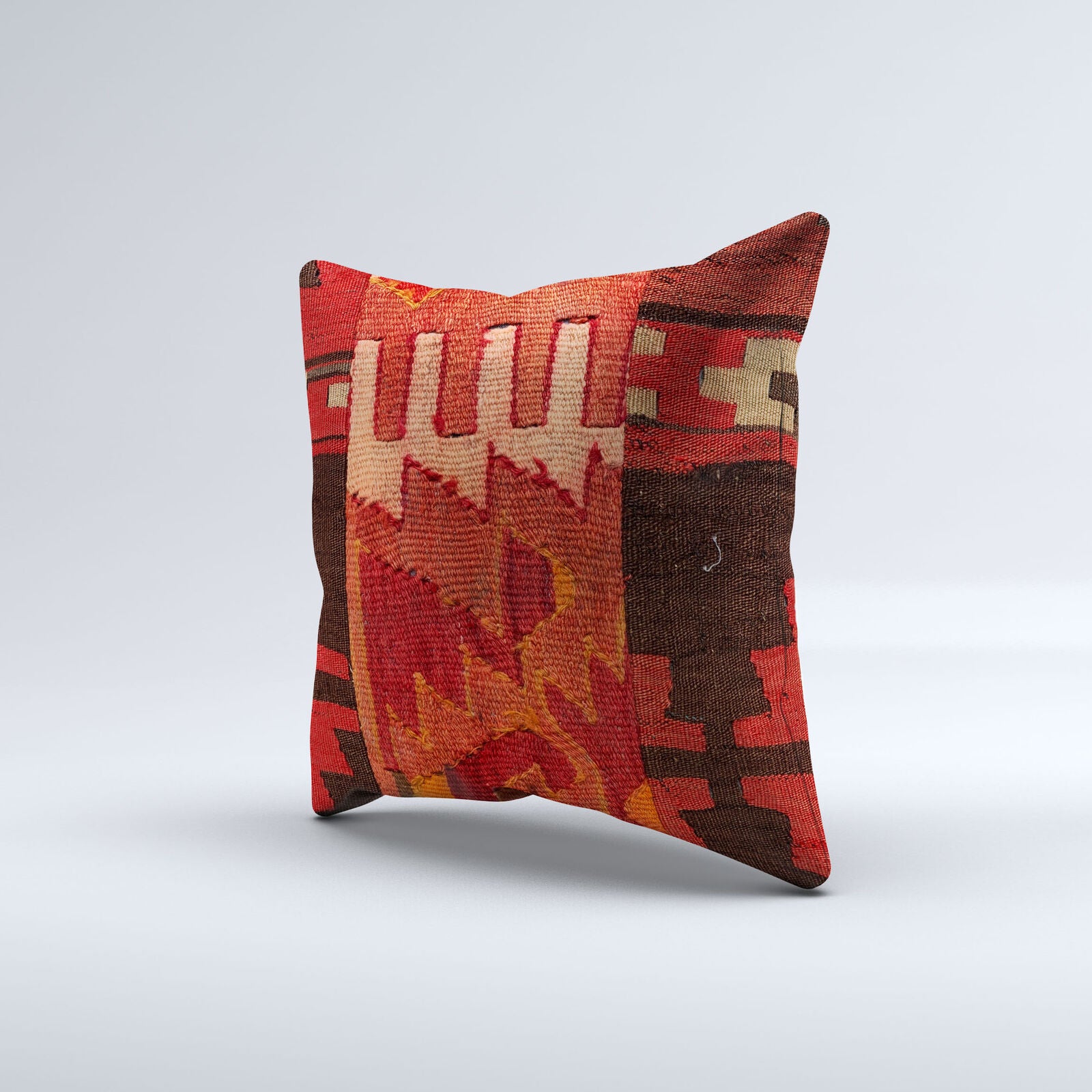 Vintage Turkish Kilim Cushion Cover 40x40 cm Square Wool Kelim Pillowcase  40815