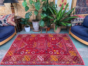 Vintage Western Turkish Rug Oriental 173x126 cm Tribal Medium Carpet,