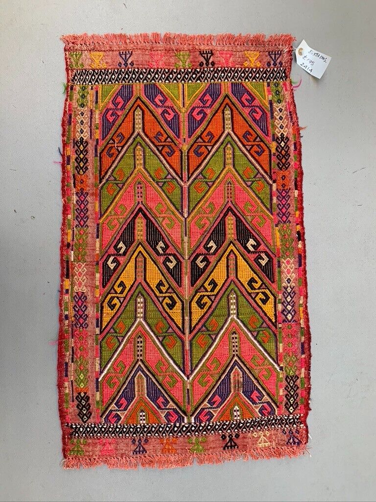 Vintage Turkish Mini Kilim 86x50 cm Wool Small Kelim Runner, shabby Chic